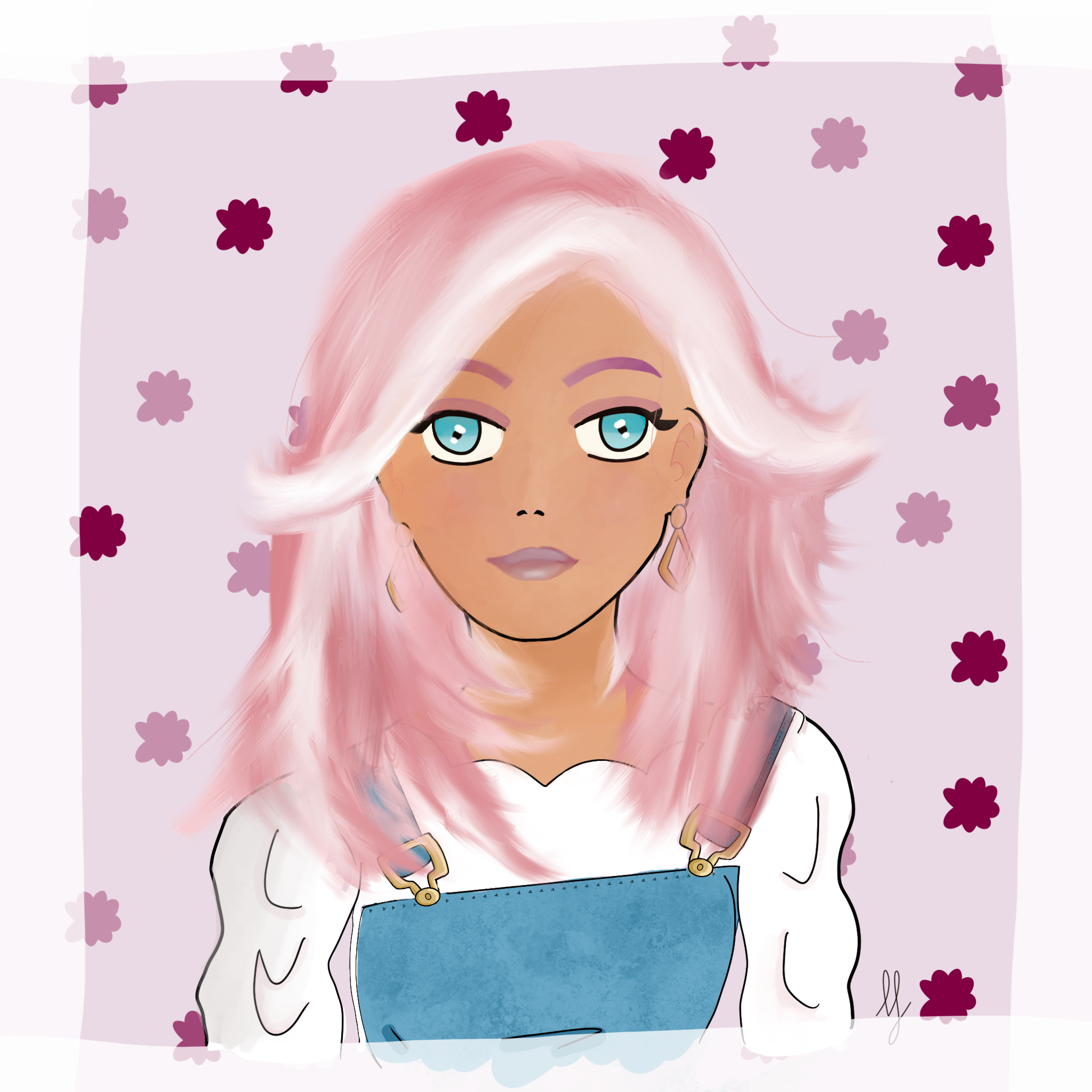 Une fille aux cheveux roses avec un style de personnage de jeu-videos